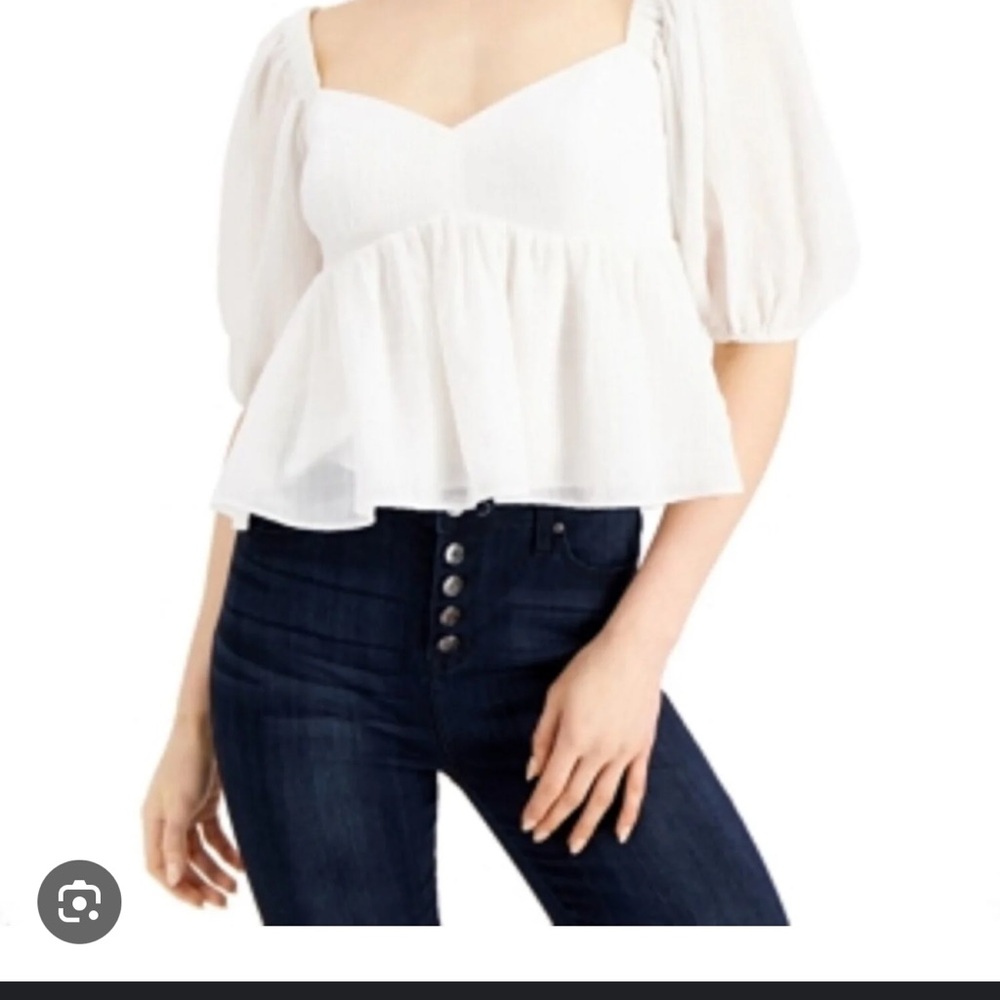 White Puff Sleeve Women's Top